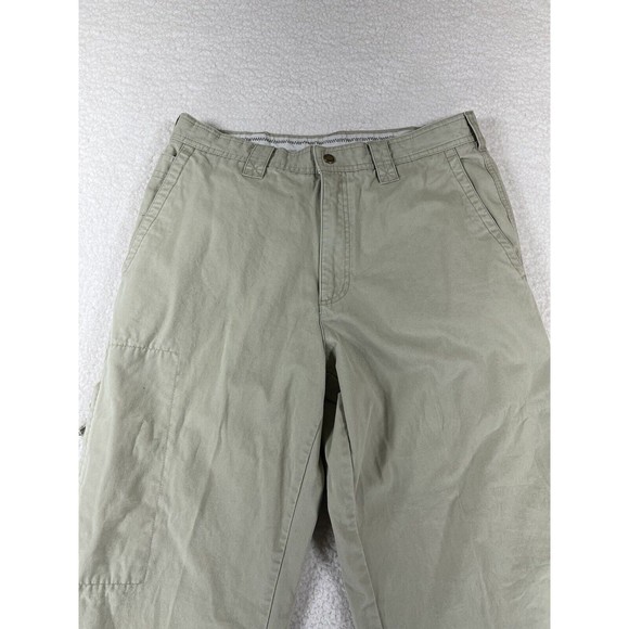 Columbia 0106 AM 8255 Men's Sz 34 Khaki Canvas Hiking Zip‎ Cargo Pockets Pants - Picture 2 of 8